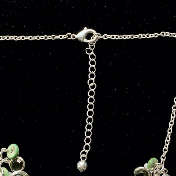 Kenneth Cole Spring Green Enamel Crystals Necklace & Earrings Silver Jewelry Set - Picture 5 of 6